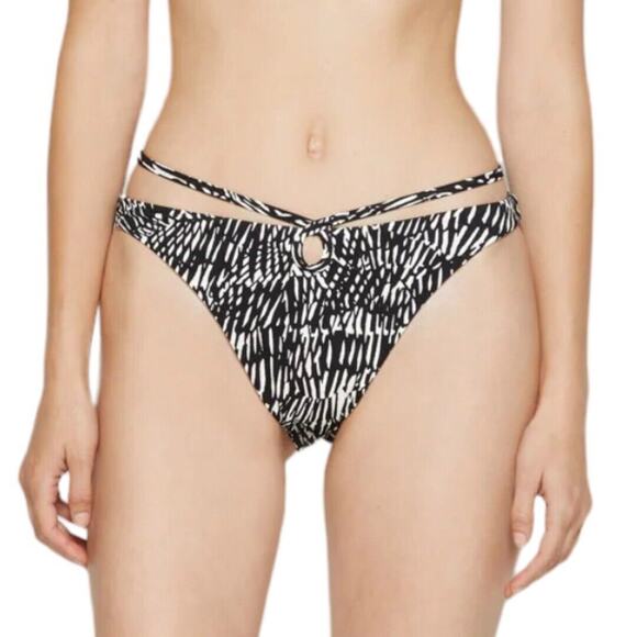 Jonathan Simkhai Alani Printed Bikini Bottom Swim Abstract Fern Black White S - Picture 1 of 12